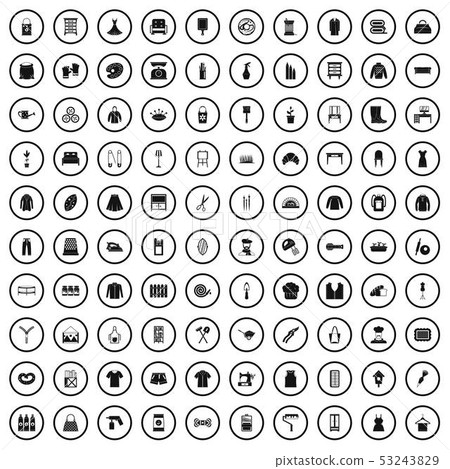 100 needlework icons set, simple style 100 needlework icons set, simple style 53243829