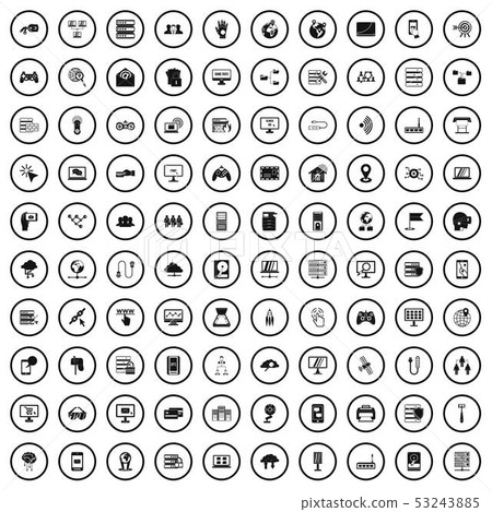 100 network icons set, simple style 100 network icons set, simple style 53243885