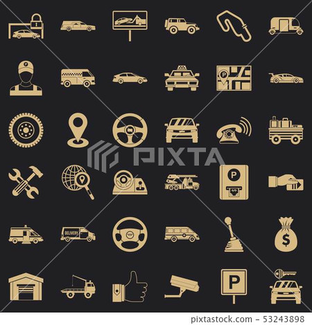 Auto icons set, simple style 53243898