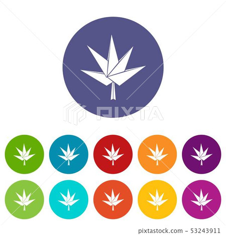 Origami fluffy tree icons set vector color 53243911