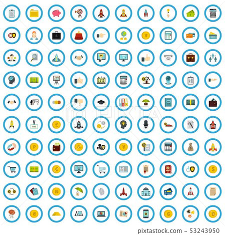 100 corporation startup icons set, flat style 100 corporation startup icons set, flat style 53243950