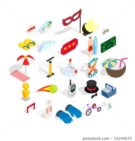 Picnic in the park icons set, isometric style - Stock Illustration ...