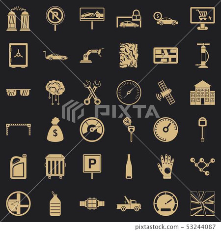 Mechanic car icons set, simple style 53244087