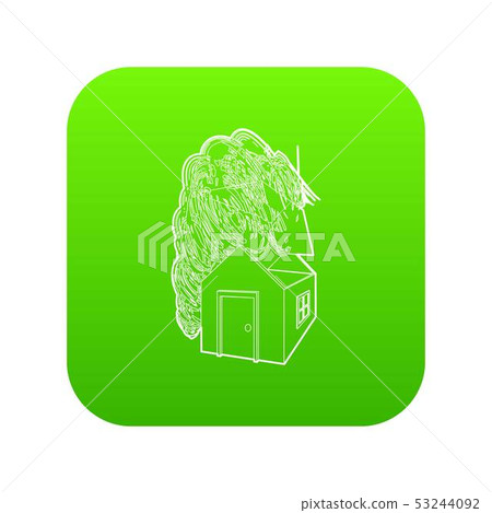 House destroyed by hurricane icon green vector-插圖素材 [53244092] - PIXTA圖庫