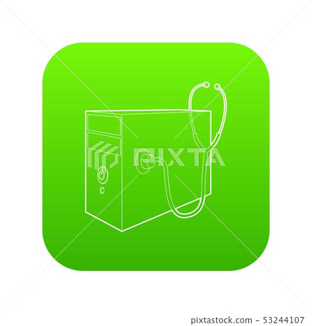 Computer system unit and stethoscope icon green vector Computer system unit and stethoscope icon green vector 53244107