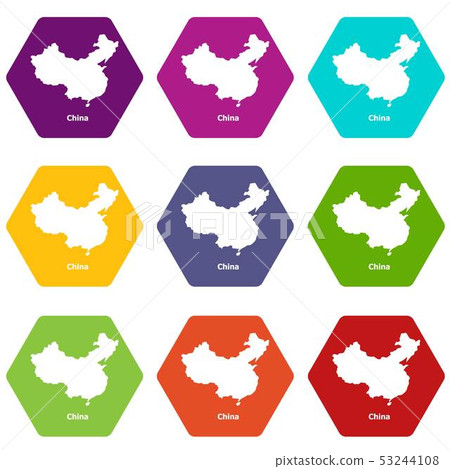 China map icons set 9 vector 53244108