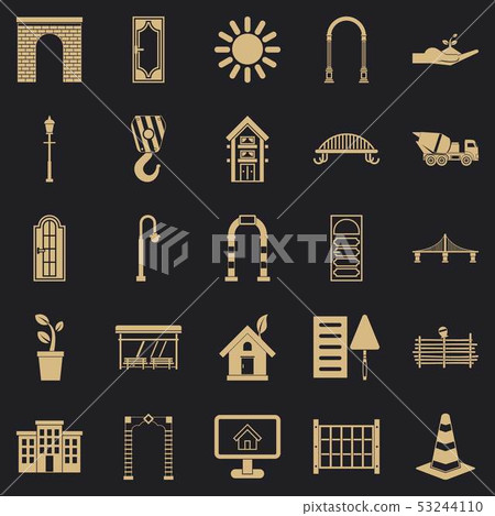 Digging icons set, simple style Digging icons set, simple style 53244110