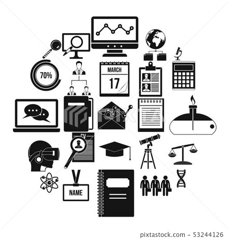 Business college icons set, simple style Business college icons set, simple style 53244126