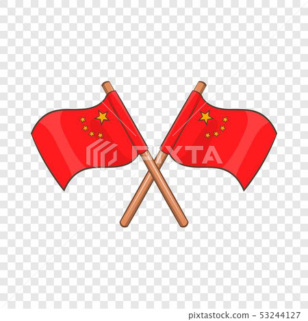 Two crossed flags of China icon, cartoon style Two crossed flags of China icon, cartoon style 53244127