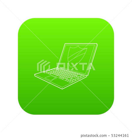 Laptop with protection shield icon green vector 53244161