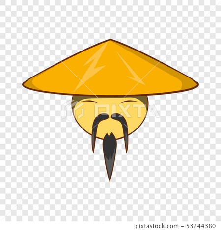 Man in chinese conical hat icon, cartoon style - Stock Illustration ...