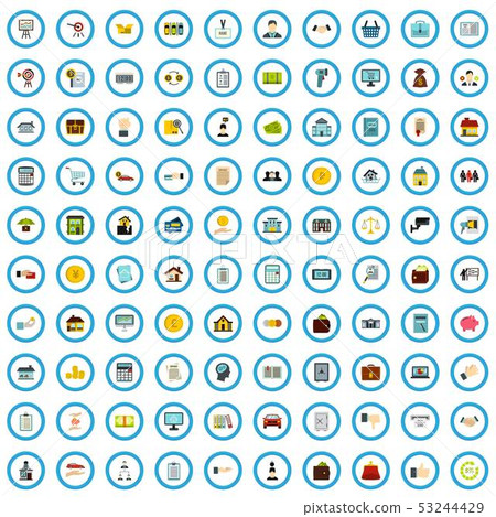 100 credit icons set, flat style 53244429