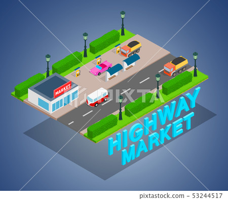 Highway market concept banner, isometric style 53244517