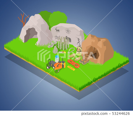 Archaeology concept banner, isometric style Archaeology concept banner, isometric style 53244626