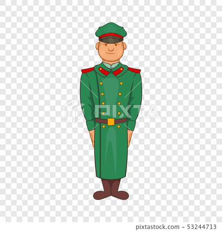 Military officer in greatcoat icon, cartoon style 53244713