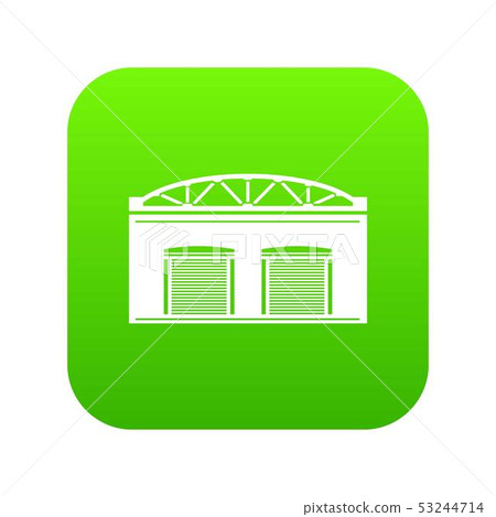 Warehouse factory icon green vector 53244714