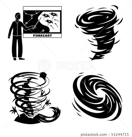 Hurricane icons set, simple style Hurricane icons set, simple style 53244715
