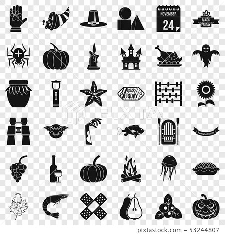 Autumn celebration icons set, simple style 53244807