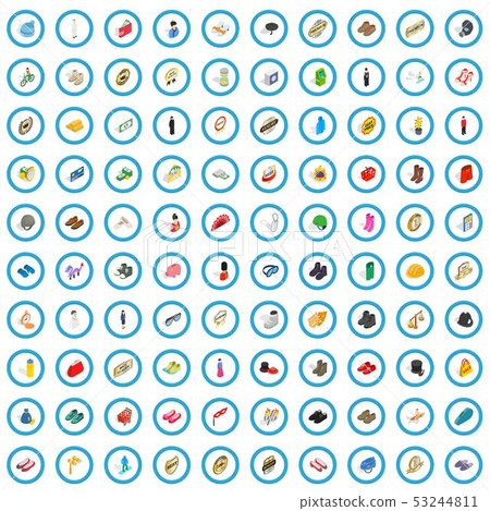 100 clothing and accessories icons set 53244811