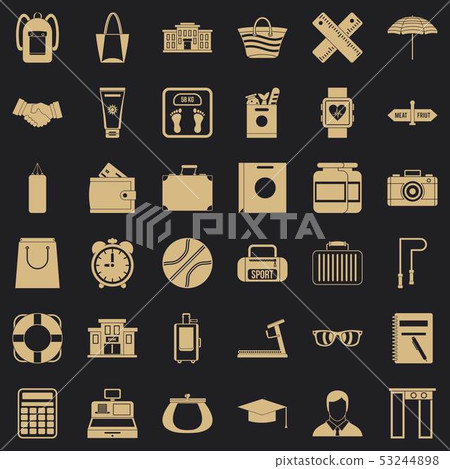 Sport bag icons set, simple style 53244898