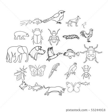 Urban animals set, outline style Urban animals set, outline style 53244918