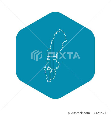 Map of Sweden icon, outline style Map of Sweden icon, outline style 53245218