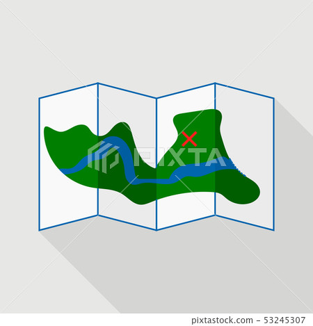Hiking map icon, flat style Hiking map icon, flat style 53245307