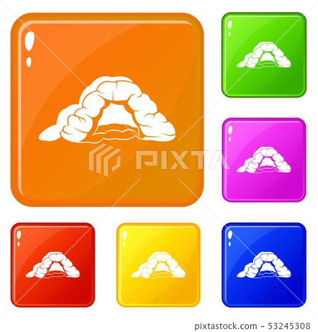 Cave icons set vector color Cave icons set vector color 53245308