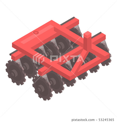 Red tractor machinery icon, isometric style 53245365