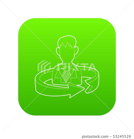 Businessman with arrow around icon green vector - Stock Illustration ...