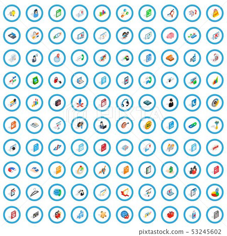 100 database icons set, isometric 3d style - Stock Illustration ...