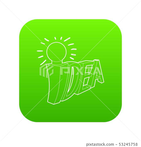 Idea word with light bulb icon green vector Idea word with light bulb icon green vector 53245758