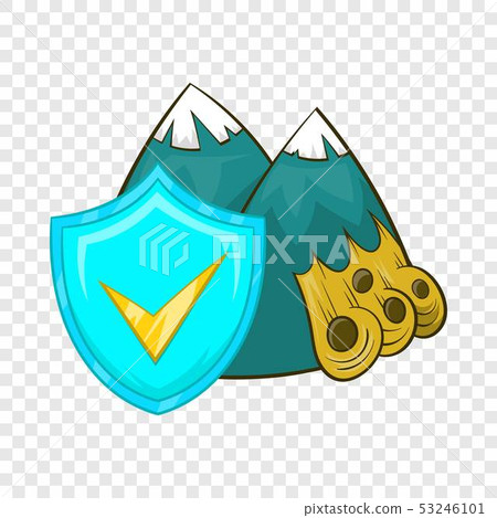 Landslide and blue shield with tick icon 53246101
