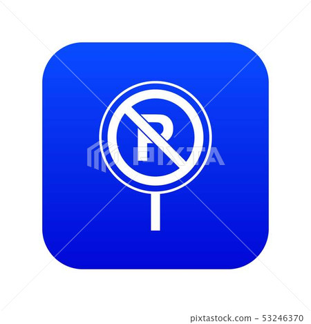 No parking sign icon digital blue 53246370