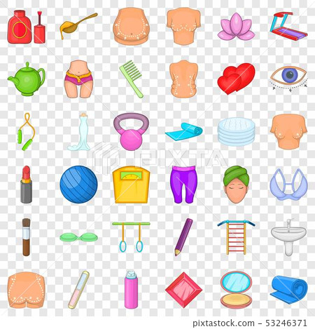 Make up cosmetic icons set, cartoon style 53246371