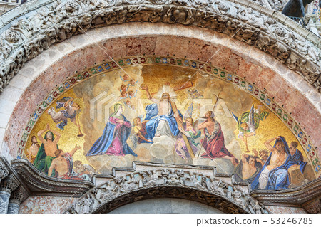 Mosaic on facade of Basilica of San Marco. Venice. Mosaic on facade of Basilica of San Marco. Venice. 53246785