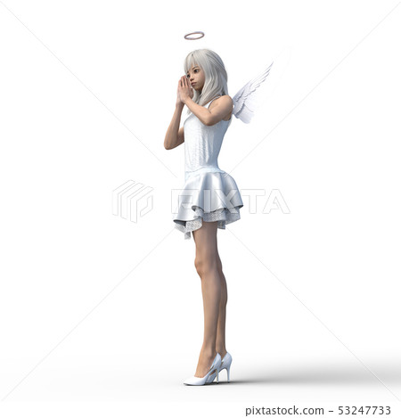 Praying cute angel perming3DCG illustrations material 53247733