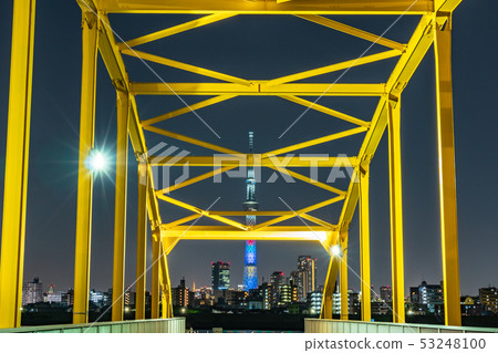 View of Tokyo Sky Tree from Higashi Yotsugi Evacuation Bridge Special light up Avengers / Infinity War 53248100