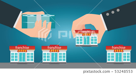 Two human hands changing money for small store or Two human hands changing money for small store or 53248553