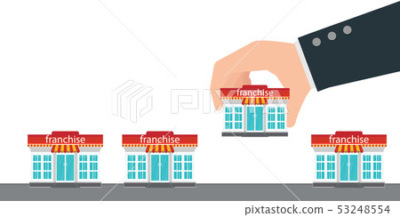 Human hand holding small store or franchise. Human hand holding small store or franchise. 53248554