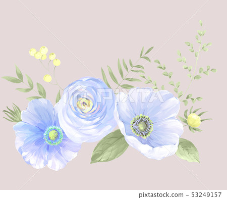 Beautiful watercolor rose and peony flower 53249157