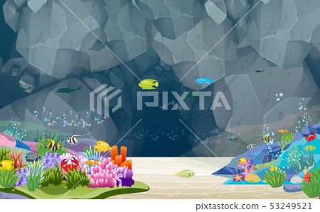 landscape of cave underwater in the ocean 53249521
