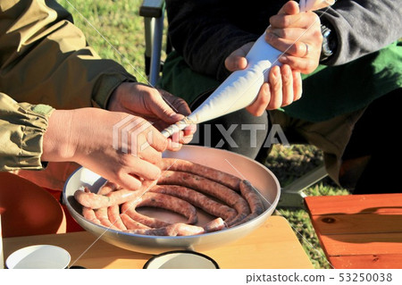Homemade sausages at the camp Homemade sausages at the camp 53250038