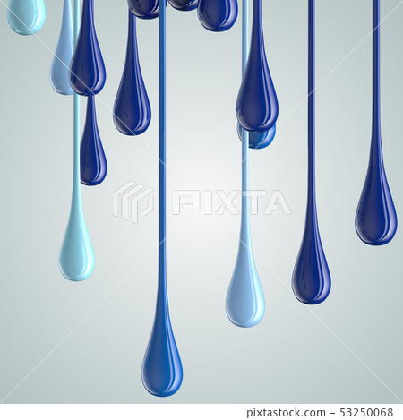 3D blue glossy paint drop blobs 53250068