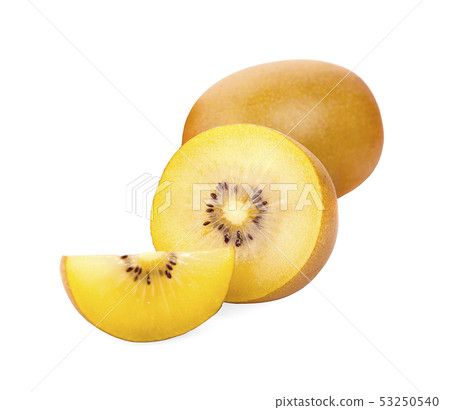 Yellow gold kiwi fruit isolated on the white 53250540