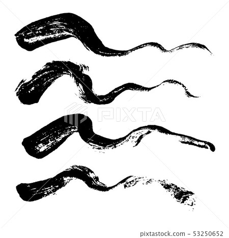 Ink vector dry wave brush strokes set. Vector illustration. Grunge texture. 53250652