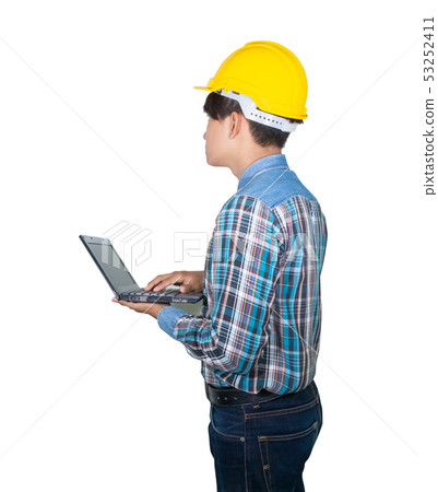 Engineer while holding using Laptop  53252411