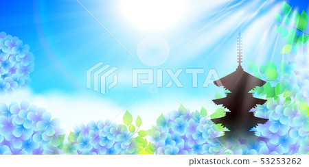 八仙花属雨季雨背景 图库插图