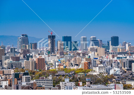 «Osaka Prefecture» A distant view of Osaka Castle / city view 53253509