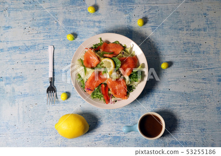 Salmon salad and coffee 53255186